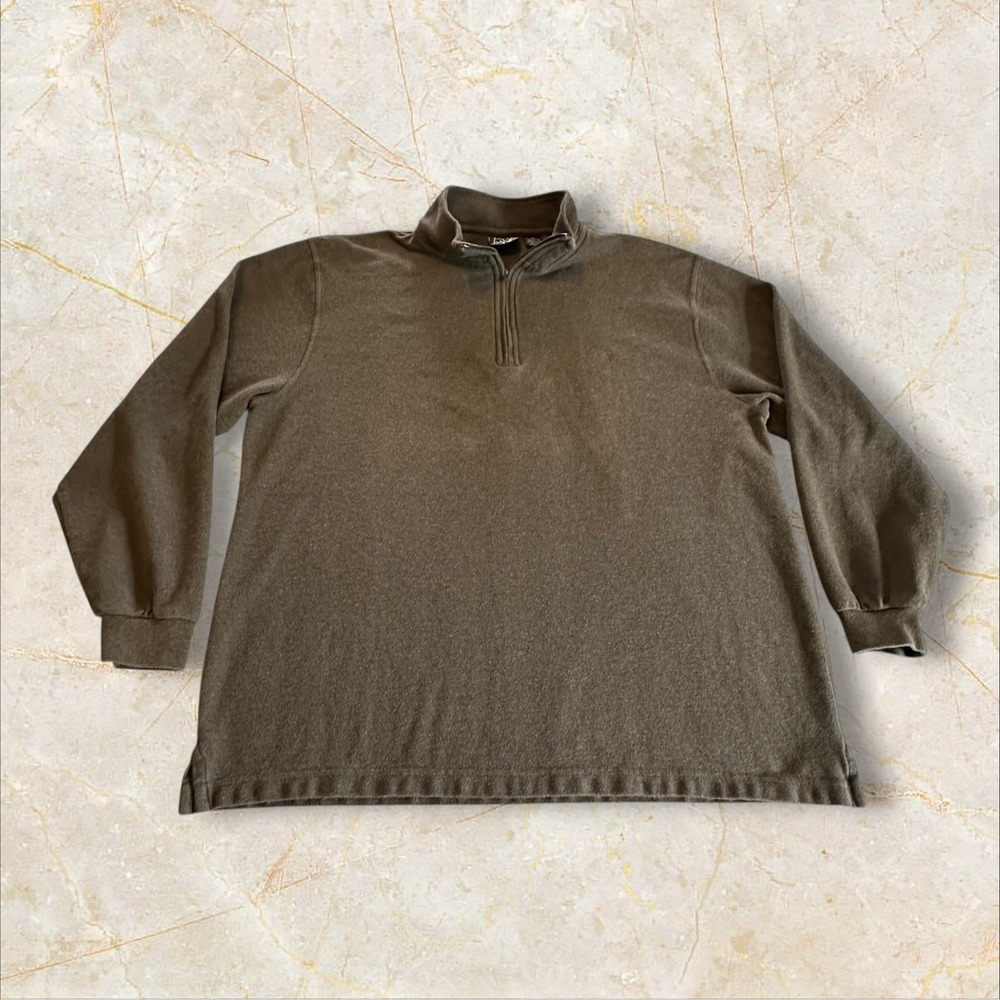 Jos. A. Bank‎ Quarter Zip Pullover Mens XL Brown Cotton Traveler's Collection